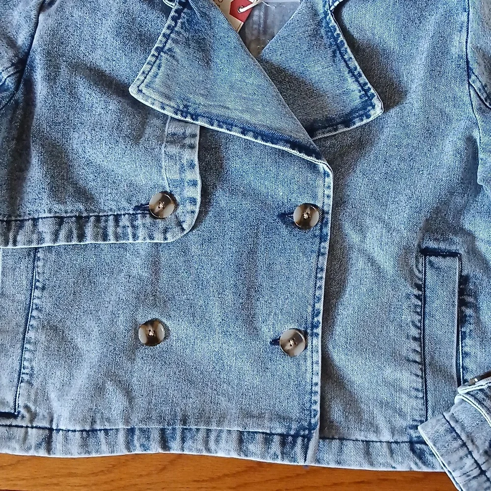 NWT Stoosh Vintage Denim Trench -Style Denim Jacket Acid Wash Look ■ Size M